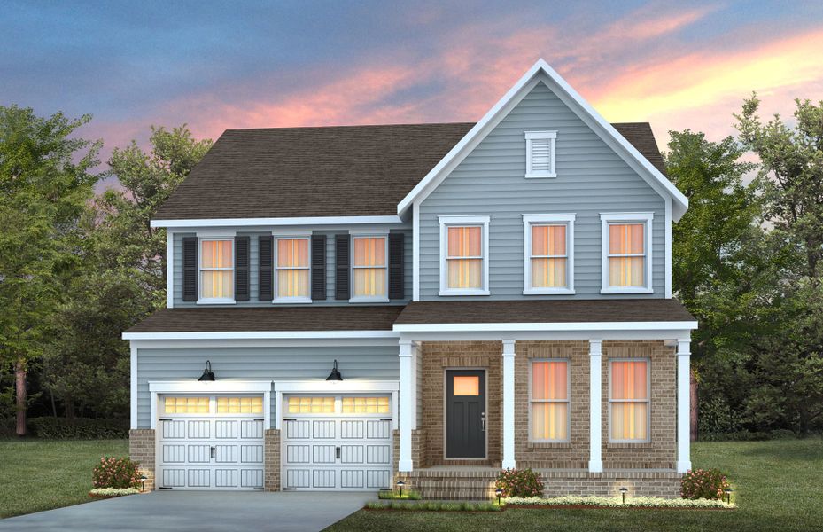 Representative exterior photo of a completed home built from the Continental by Pulte Homes in The Preserve at Marks Creek, Knightdale, NC (Image 2). Representative exterior photo of a completed home built from the Continental by Pulte Homes in The Preserve at Marks Creek, Knightdale, NC (Image 2).