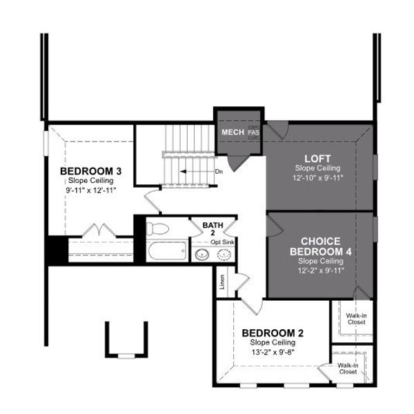 2D floor plan layout of this home in The Villages of Hurricane Creek, Anna, TX (Image 4).