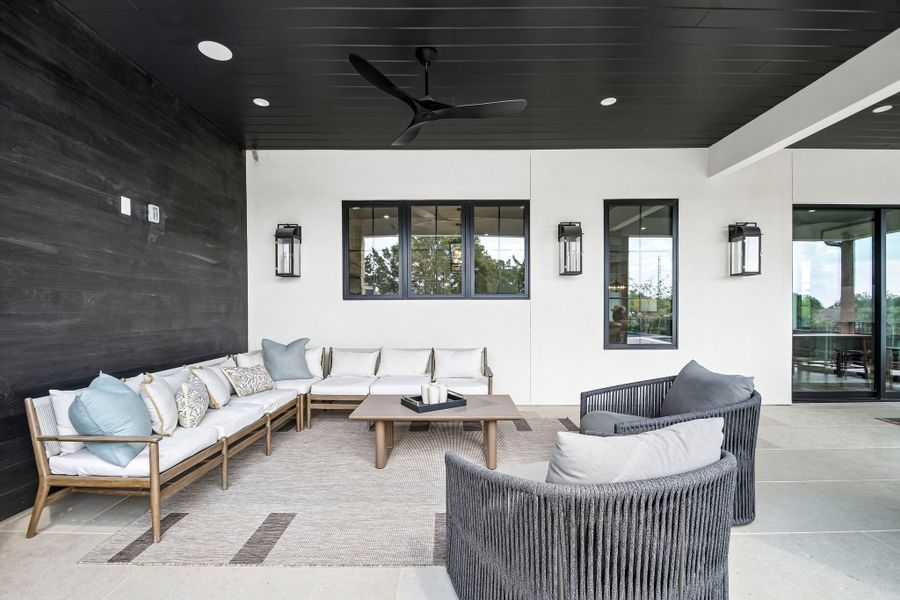 Exterior details and patio area of a home in The Overlook at Westlake, Austin (Image 27).