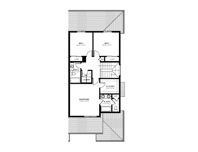 2D floor plan layout for the Copperhead by Hartford Homes in Timnath Ranch Townhomes, Timnath, CO (Image 4).
