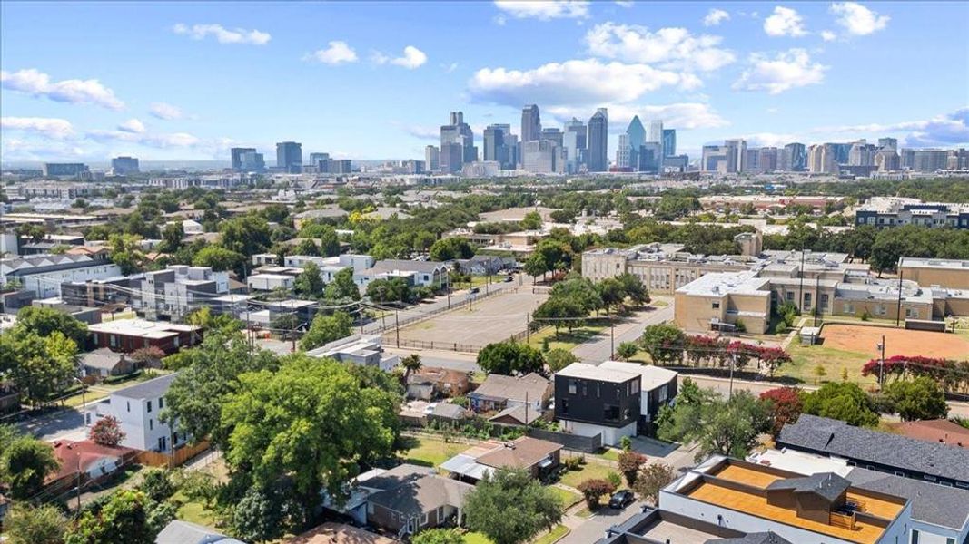 Bird's eye view of city skyline Bird's eye view of city skyline