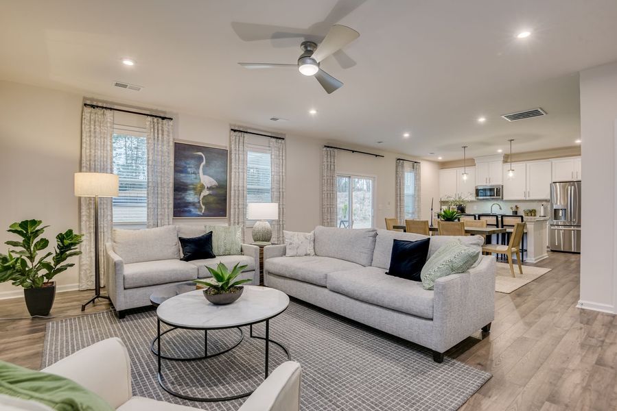Family Room, Dining Area and Kitchen