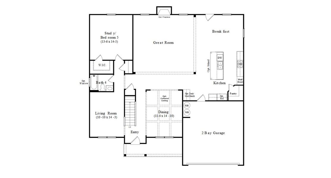 2D floor plan layout for the McKinley II by DRB Homes in Northcroft, Loganville, GA (Image 3).