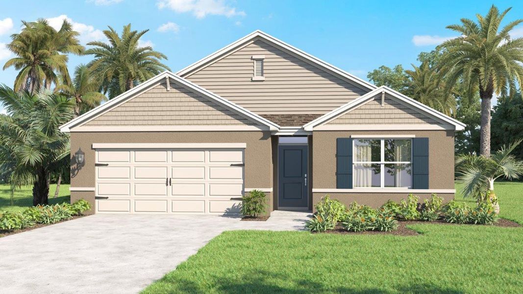 Representative exterior photo of a completed home built from the Cali by D.R. Horton in Crosswinds, Haines City, FL (Image 2). Representative exterior photo of a completed home built from the Cali by D.R. Horton in Crosswinds, Haines City, FL (Image 2).
