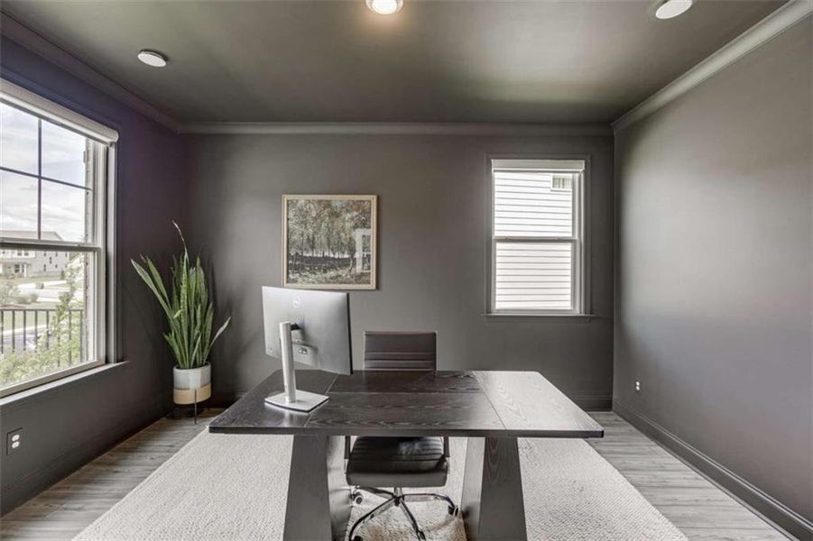 Furnished interior view inside a new home in Overlook at Lanier, Buford (Image 16).