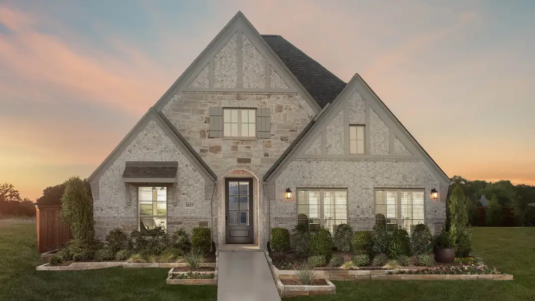 Front exterior of a new home in Silo Mills, Cleburne, TX, highlighting curb appeal (Image 28). Front exterior of a new home in Silo Mills, Cleburne, TX, highlighting curb appeal (Image 28).