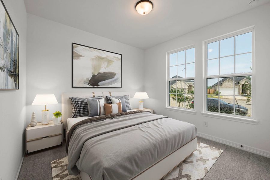 Secondary bedroom. Sample product photo. Actual exterior and interior selections may vary by homesite. Photo may be virtually staged.