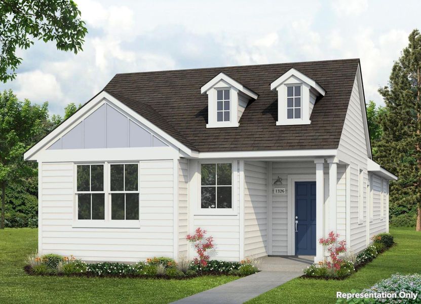 Front exterior of a new home in Harvest Ridge, Elgin, TX, highlighting curb appeal (Image 2). Front exterior of a new home in Harvest Ridge, Elgin, TX, highlighting curb appeal (Image 2).