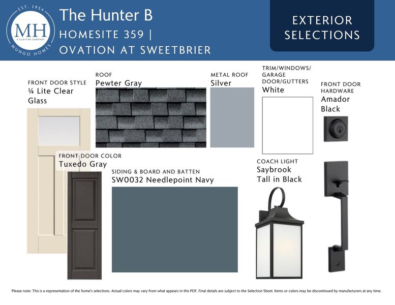 Sample of building materials used in homes in Ovation at Sweetbrier, Durham (Image 4).