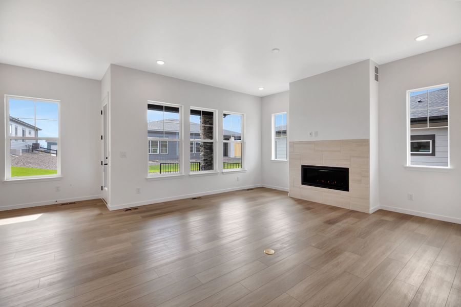 Gathering room with fireplace