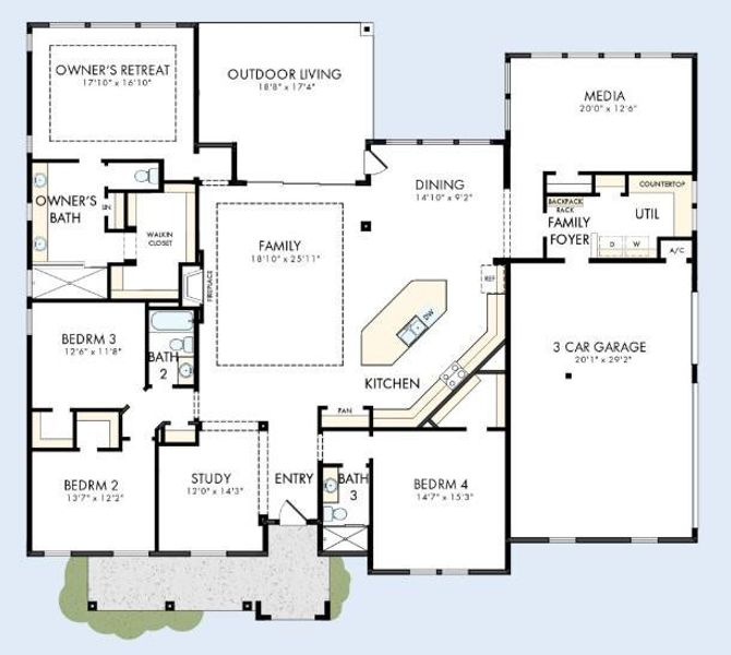 2D floor plan layout of this home in Leander Estates, Leander, TX (Image 2). 2D floor plan layout of this home in Leander Estates, Leander, TX (Image 2).