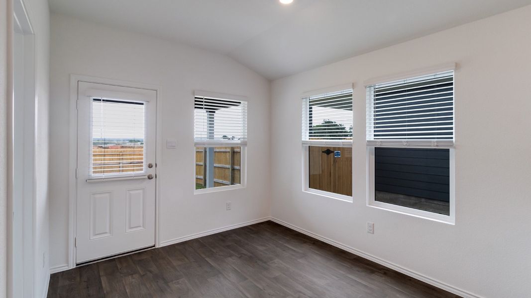 Representative unfurnished interior of a home built from the The Baxtor by D.R. Horton in Valverde, Bastrop (Image 8). Representative unfurnished interior of a home built from the The Baxtor by D.R. Horton in Valverde, Bastrop (Image 8).