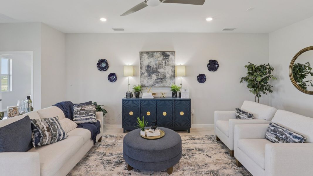 Furnished interior view inside a new home in Palmetto Landing at Babcock Ranch - Tradition, Punta Gorda (Image 4). Furnished interior view inside a new home in Palmetto Landing at Babcock Ranch - Tradition, Punta Gorda (Image 4).