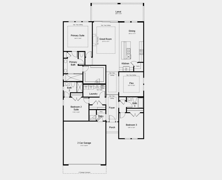 2D floor plan layout for the Marino by Taylor Morrison in Esplanade at St. Marys, St. Marys, GA (Image 4).
