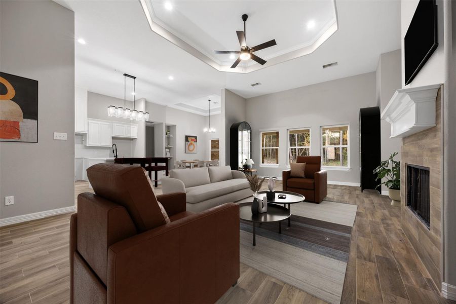 Sample of Home. Large family room with gas fireplace
