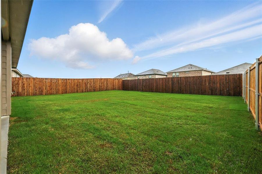 View of fenced backyard