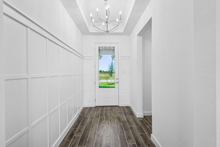 Welcoming foyer with feature wall Welcoming foyer with feature wall