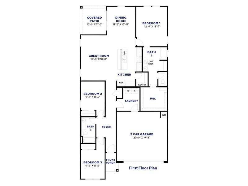 2D floor plan layout for the Lark by D.R. Horton in Rio Rancho Estates, Surprise, AZ (Image 5).