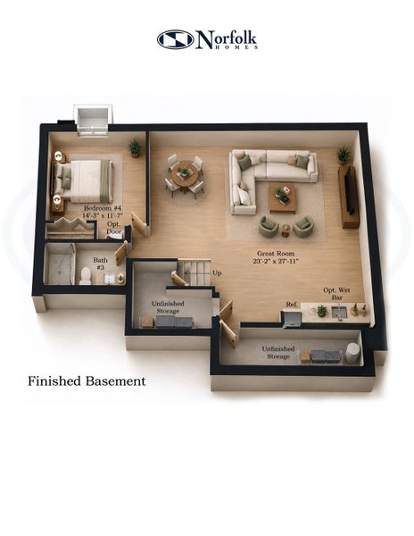 2D floor plan layout for the The Meadow by Norfolk Homes in The Meadows of Encore at Heritage Woods, Dexter, MI (Image 8). 2D floor plan layout for the The Meadow by Norfolk Homes in The Meadows of Encore at Heritage Woods, Dexter, MI (Image 8).