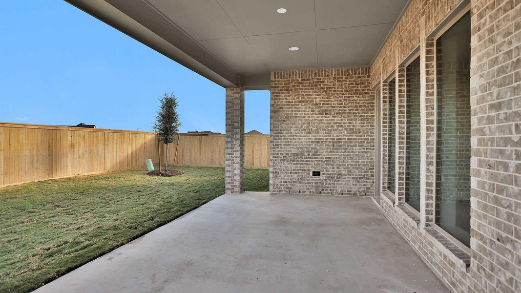 Exterior details and patio area of a home in Bridgeland 50', Cypress (Image 3). Exterior details and patio area of a home in Bridgeland 50', Cypress (Image 3).