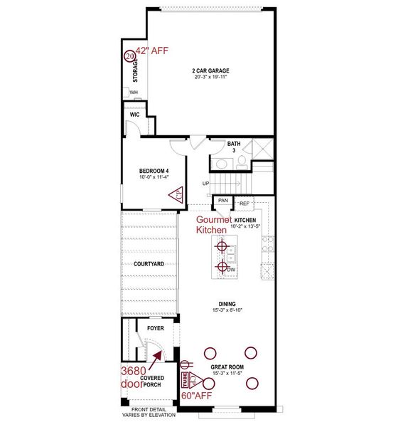 2D floor plan layout of this home in San Francisco at Prasada, Surprise, AZ (Image 3).