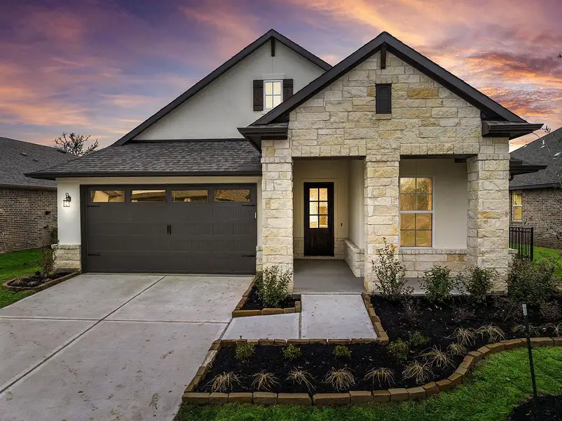 Representative exterior photo of a completed home built from the Sunflower by Caldwell Homes in The Highlands, Porter, TX (Image 2). Representative exterior photo of a completed home built from the Sunflower by Caldwell Homes in The Highlands, Porter, TX (Image 2).
