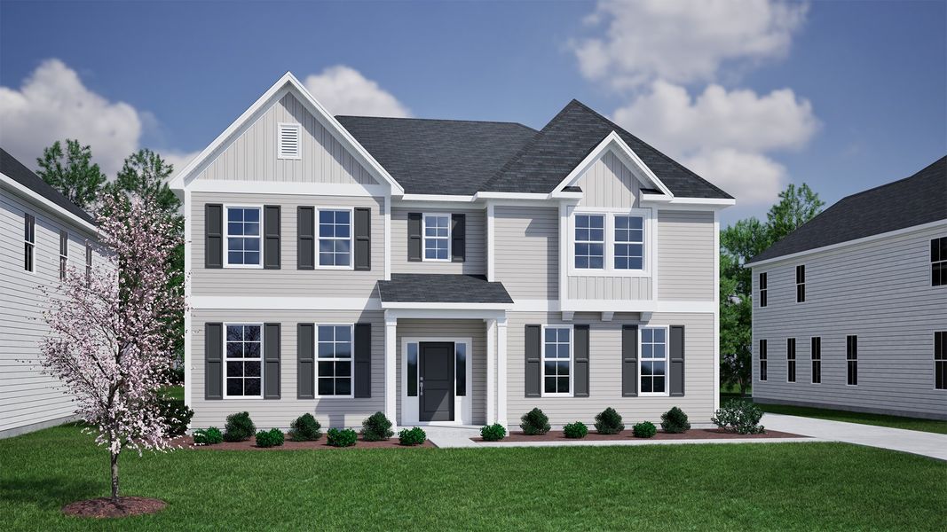 Representative exterior photo of a completed home built from the Yates II - Vanguard Collection by Mungo Homes in Scotts Hill Village, Wilmington, NC (Image 15).