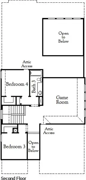 2D floor plan layout of this home in Wolf Ranch, Georgetown, TX (Image 3).