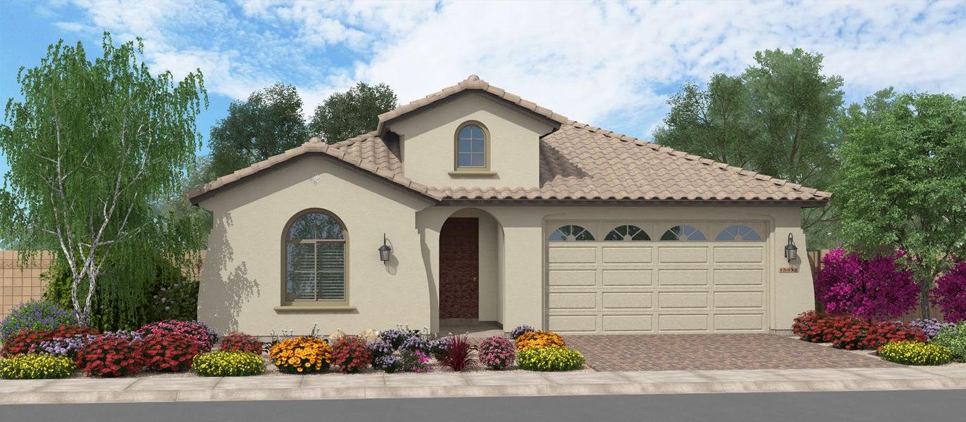 Front exterior of a home in the Silverado at Enclave community, located in Litchfield Park, AZ (Image 5).