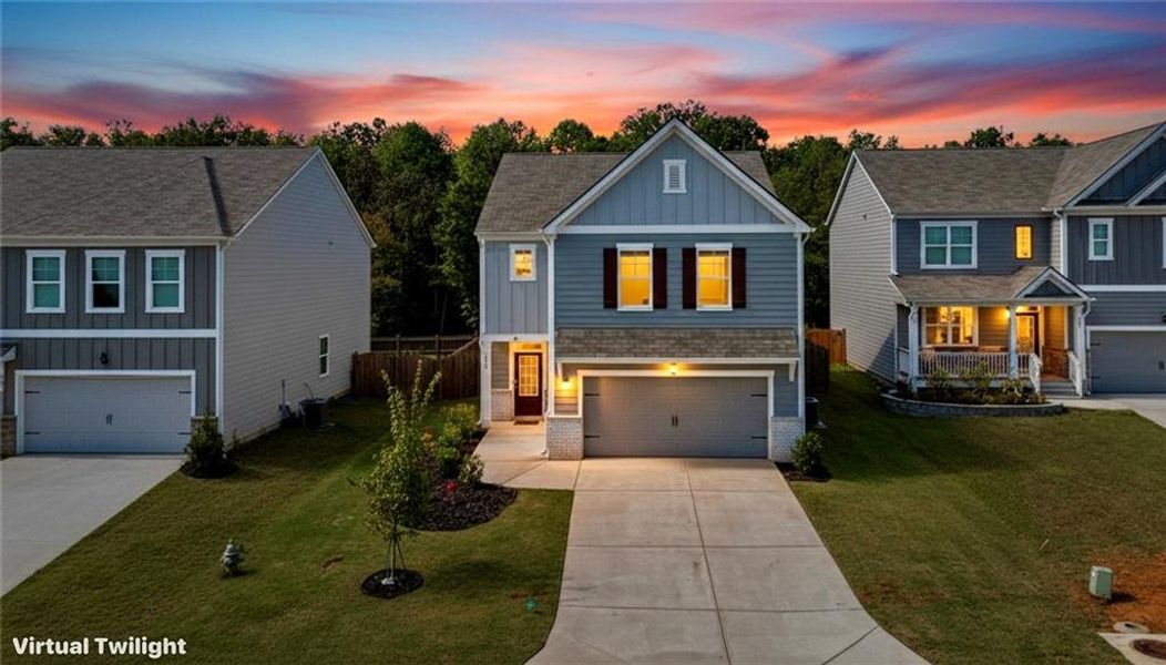 Front exterior of a new home in , Dawsonville, GA, highlighting curb appeal (Image 29). Front exterior of a new home in , Dawsonville, GA, highlighting curb appeal (Image 29).