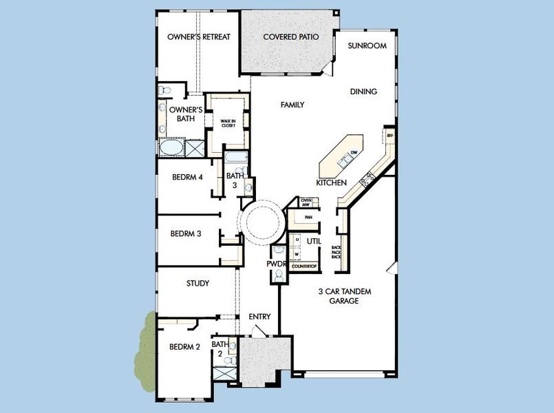 2D floor plan layout for the The Montura by David Weekley Homes in Overlook at Verrado Regent Hills, Buckeye, AZ (Image 4).