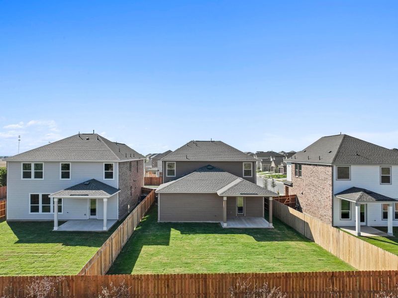 Exterior details and patio area of a home in Salerno - Heritage Collection, Round Rock (Image 23). Exterior details and patio area of a home in Salerno - Heritage Collection, Round Rock (Image 23).