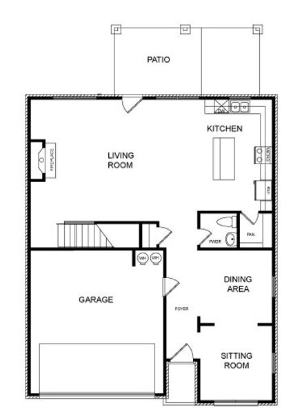 2D floor plan layout for the The Bellwood by Direct Residential Communities in Neely Farm, Covington, GA (Image 3).