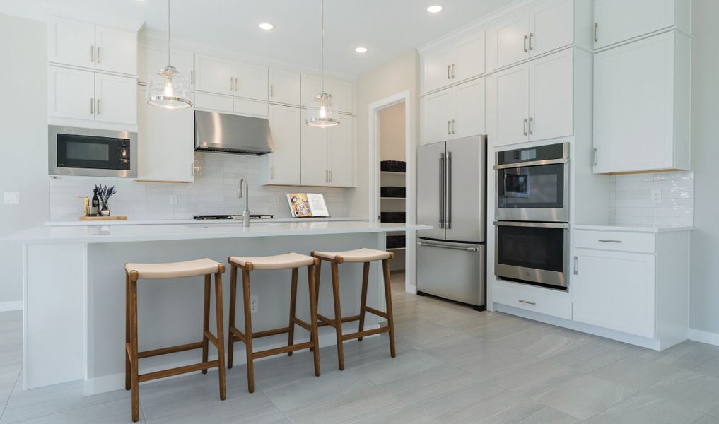 Kitchen with pendant lighting