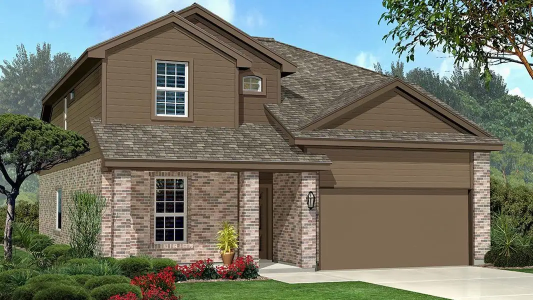 Front exterior of a new home in Homestead at Parks Bell Ranch, Odessa, TX, highlighting curb appeal (Image 2).