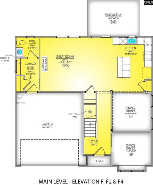 2D floor plan layout of this home in Boykin Hills, Chapin, SC (Image 3).