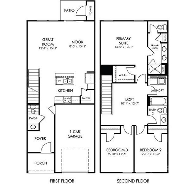 2D floor plan layout of this home in Meadows at Wilson Farms - The Summit Series, Fort Mill, SC (Image 4). 2D floor plan layout of this home in Meadows at Wilson Farms - The Summit Series, Fort Mill, SC (Image 4).