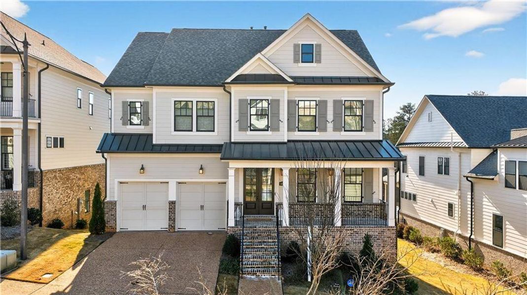 Front exterior of a new home in Hillandale In Historic Roswell, Roswell, GA, highlighting curb appeal (Image 1). Front exterior of a new home in Hillandale In Historic Roswell, Roswell, GA, highlighting curb appeal (Image 1).