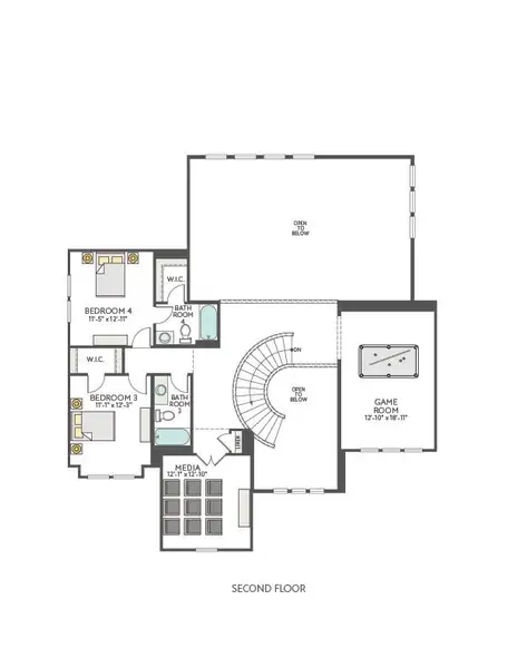 2D floor plan layout for the Echelon by Tri Pointe Homes in Noven, Leander, TX (Image 4). 2D floor plan layout for the Echelon by Tri Pointe Homes in Noven, Leander, TX (Image 4).