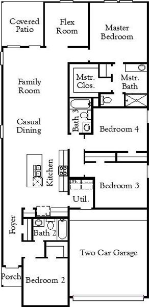 2D floor plan layout for the Ellis by Coventry Homes in Briarwood, Elgin, TX (Image 4).