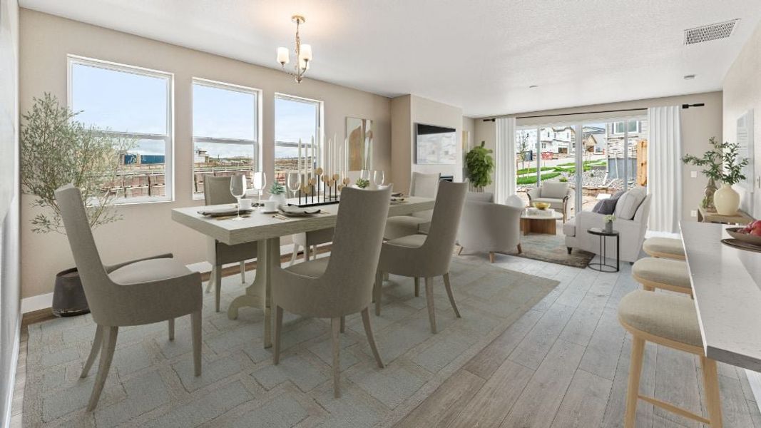 Representative furnished interior of a home built from the Pike by Taylor Morrison in The Aurora Highlands Town Collection, Aurora (Image 11).
