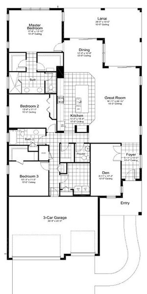 2D floor plan layout of this home in Wildleaf Real Estate and Homes for Sale in Parrish, FL - Neal Communities, Parrish, FL (Image 4).