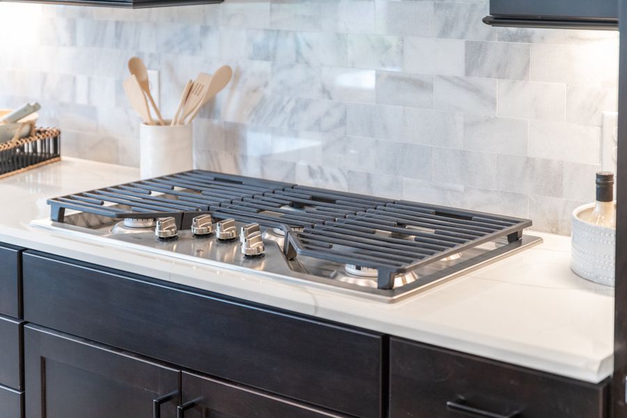 Gas cooktop in kitchen