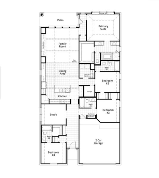 2D floor plan layout for the Hampton Plan by Highland Homes in Mosaic: Artisan Series - 50ft. Lots, Prosper, TX (Image 3). 2D floor plan layout for the Hampton Plan by Highland Homes in Mosaic: Artisan Series - 50ft. Lots, Prosper, TX (Image 3).