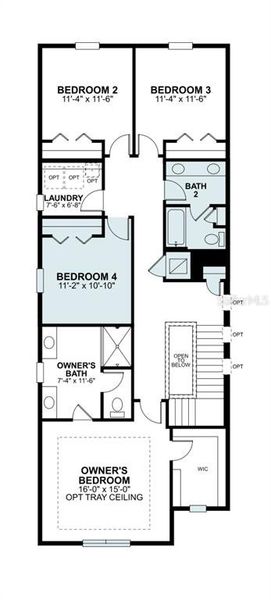 2D floor plan layout of this home in Center Lake on the Park, St. Cloud, FL (Image 3).
