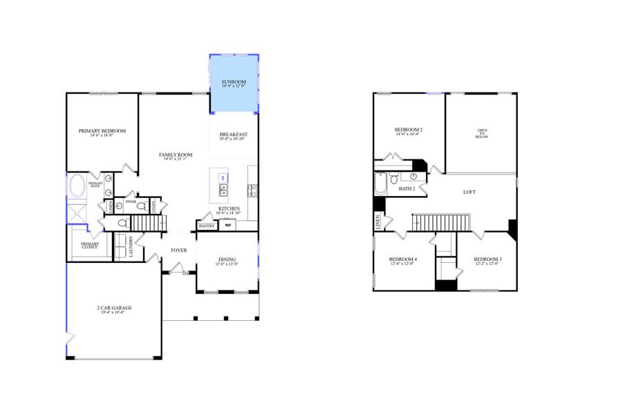 2D floor plan layout of this home in Oakley Pointe, Moncks Corner, SC (Image 3).