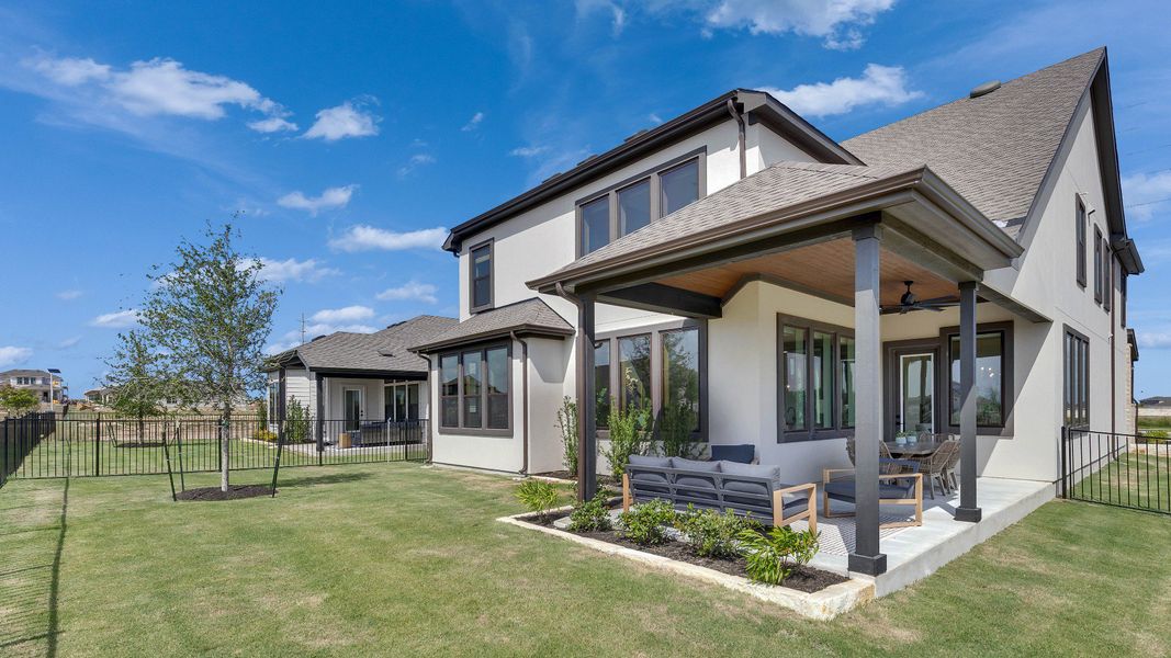 Representative exterior photo of a completed home built from the Elm by DRB Homes in Anthem, Kyle, TX (Image 22).