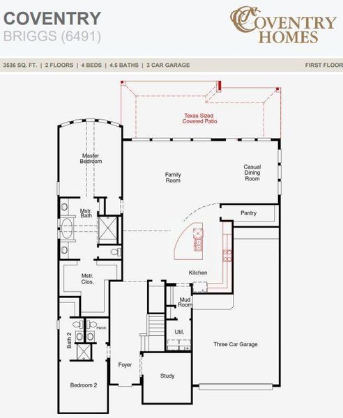 2D floor plan layout of this home in Coastal Point, League City, TX (Image 5).
