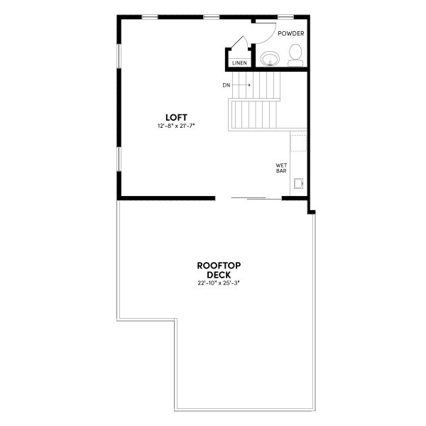 Floor 3: Optional 3rd Floor with Loft and Rooftop Deck