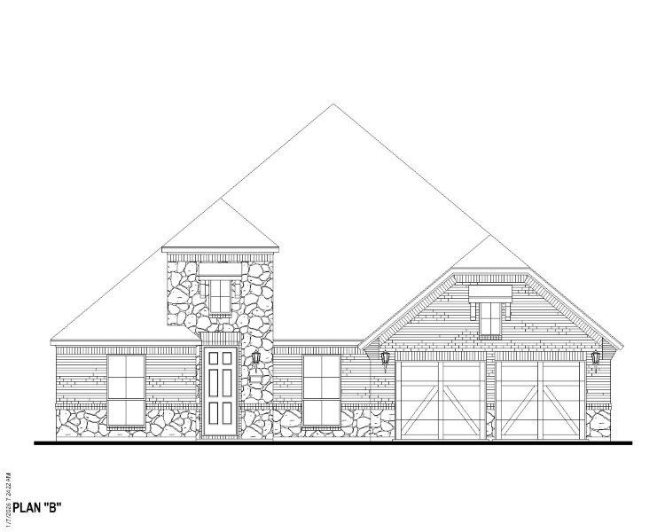 Plan 1629 Elevation B w/ Stone